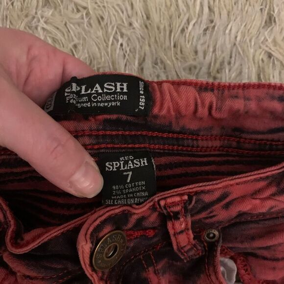 Red Splash womens premium collection red moto style denim size 7 - Picture 2 of 3